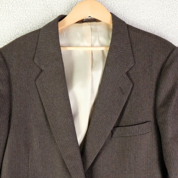 Samuelsohn Blazer Mens 44R Brown Striped Two Button Vented Wool Business Casual - Picture 2 of 15